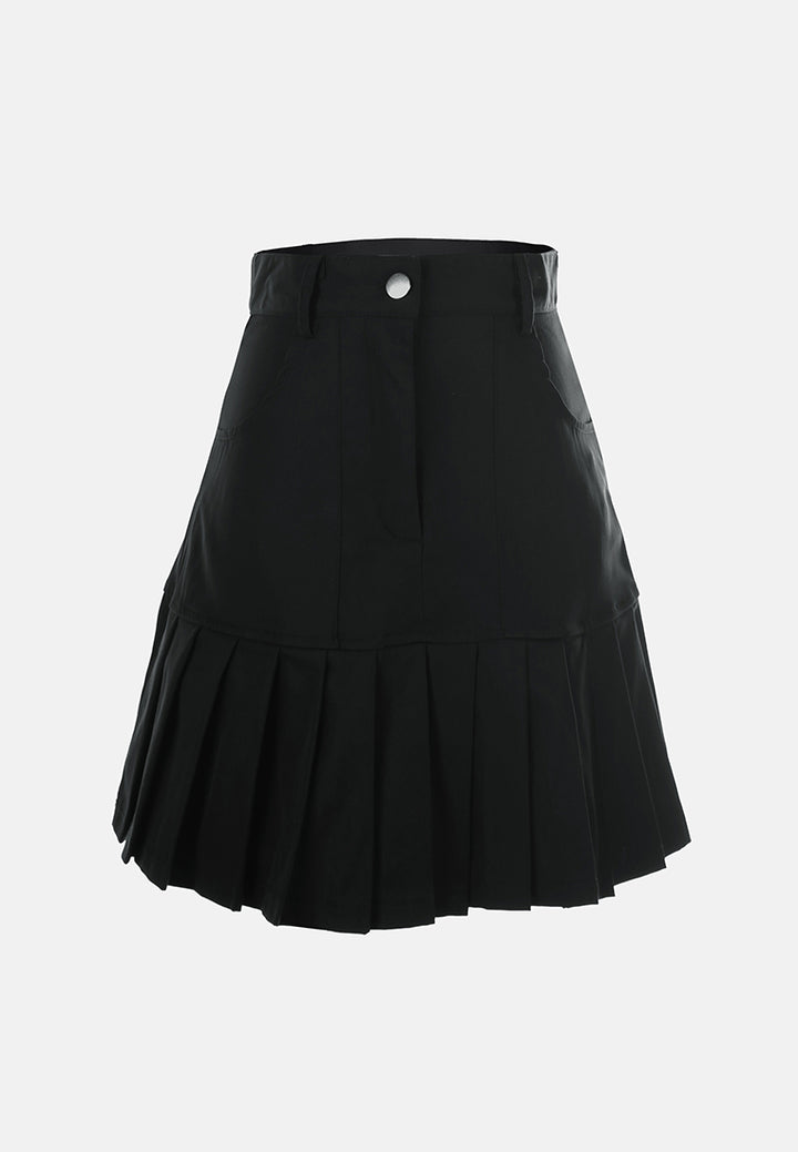 pleated tennis skater skirt#color_black