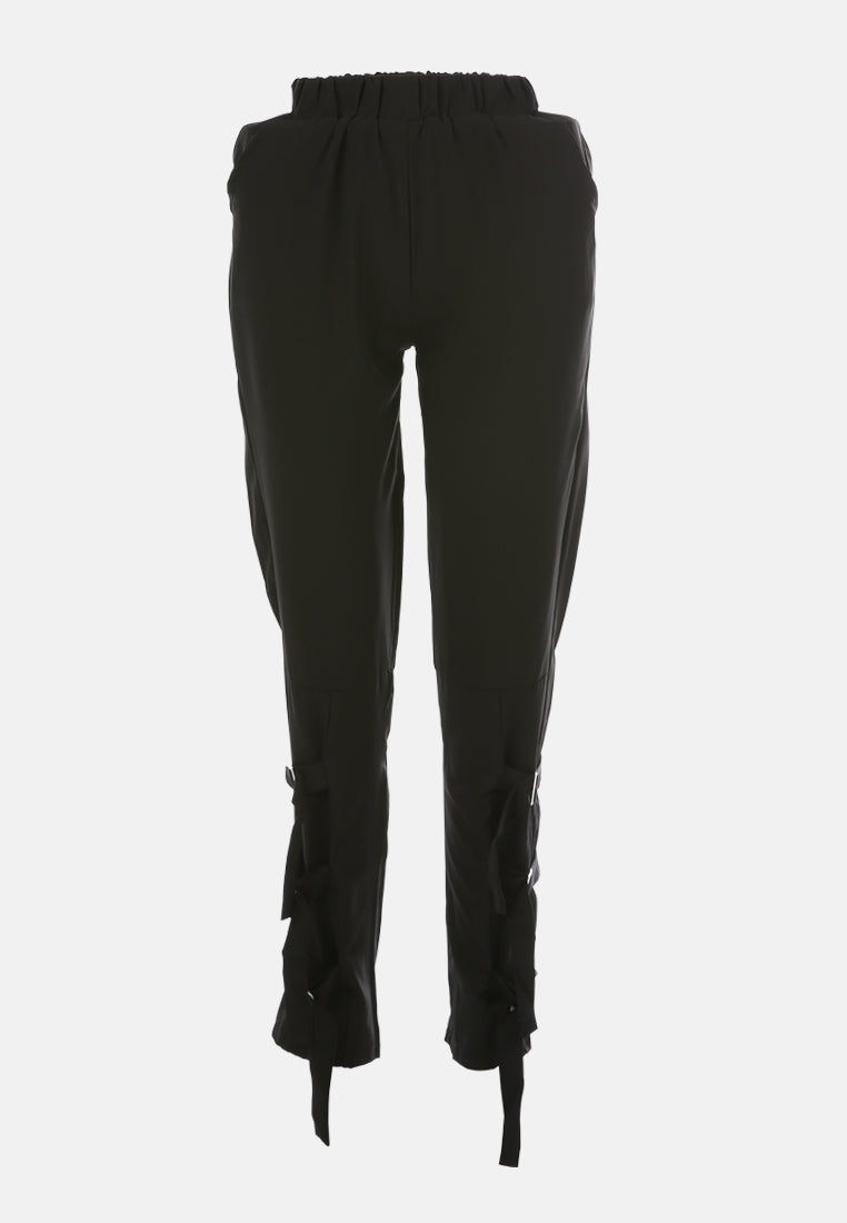 buckle hem joggers pants#color_black