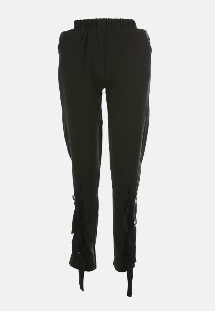 buckle hem joggers pants#color_black