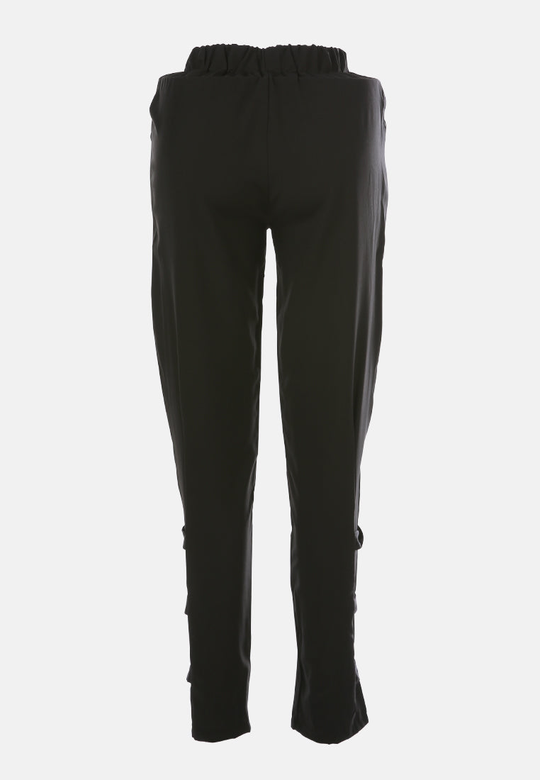 buckle hem joggers pants#color_black