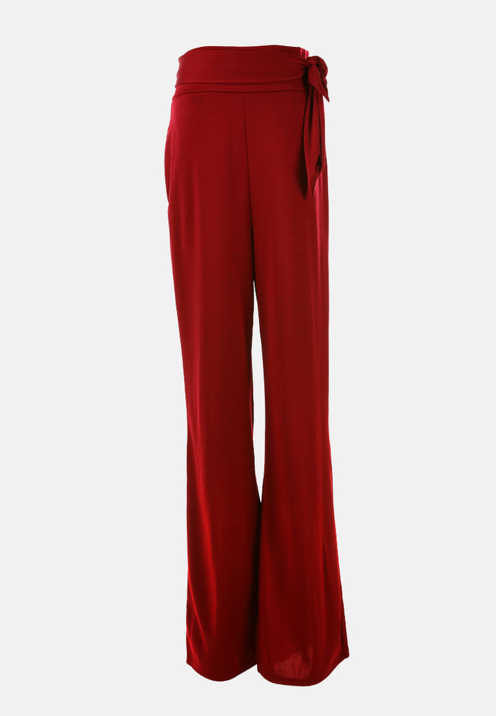high waist wide leg pants#color_wine-red