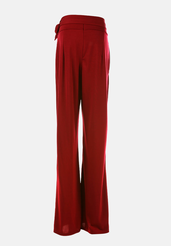 high waist wide leg pants#color_wine-red