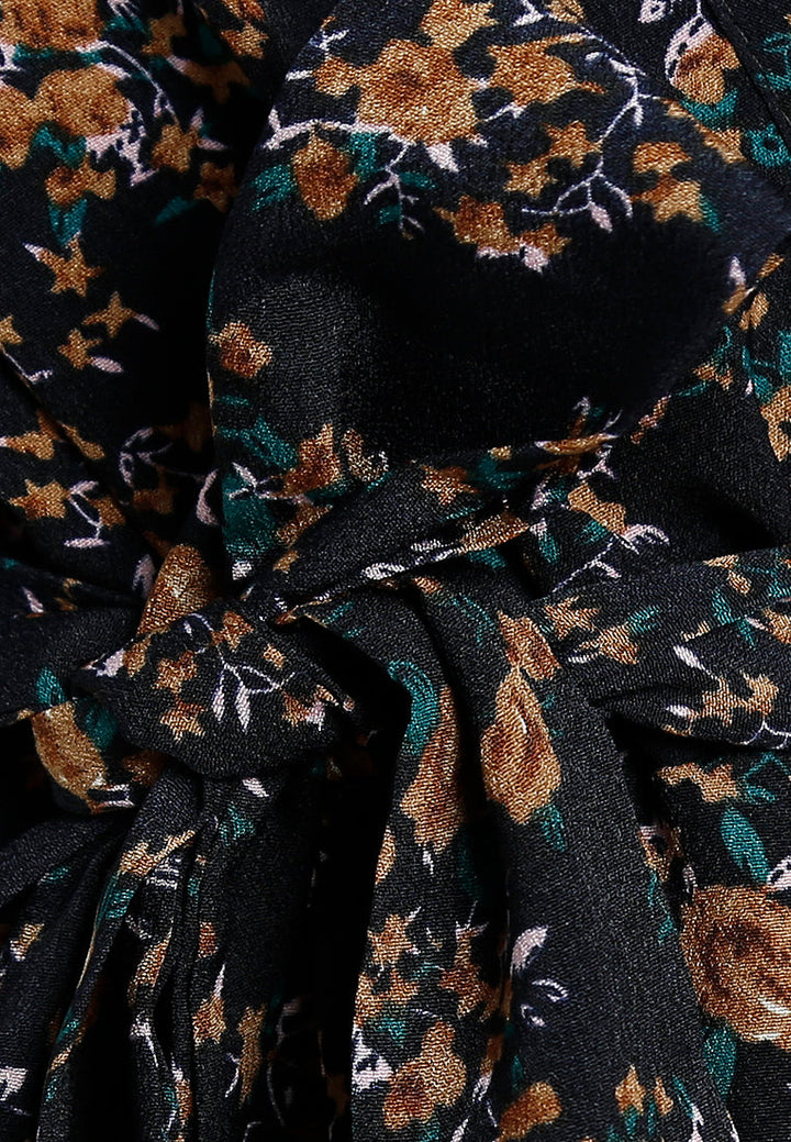 floral belted mini dress by ruw#color_navy