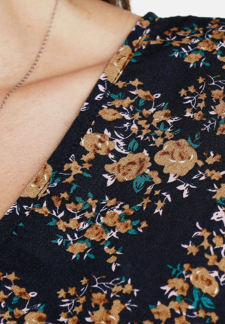 floral belted mini dress by ruw#color_navy