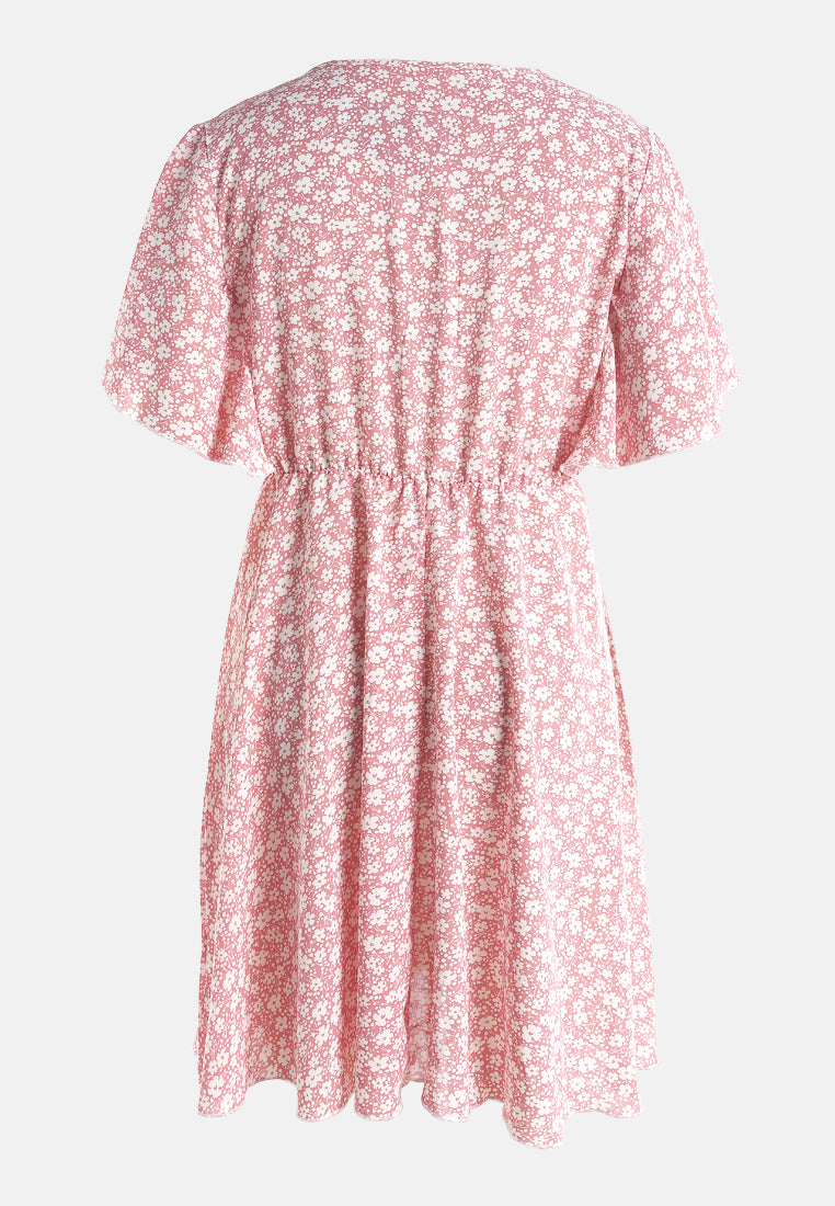 v-neck foral midi dress by ruw#color_pink