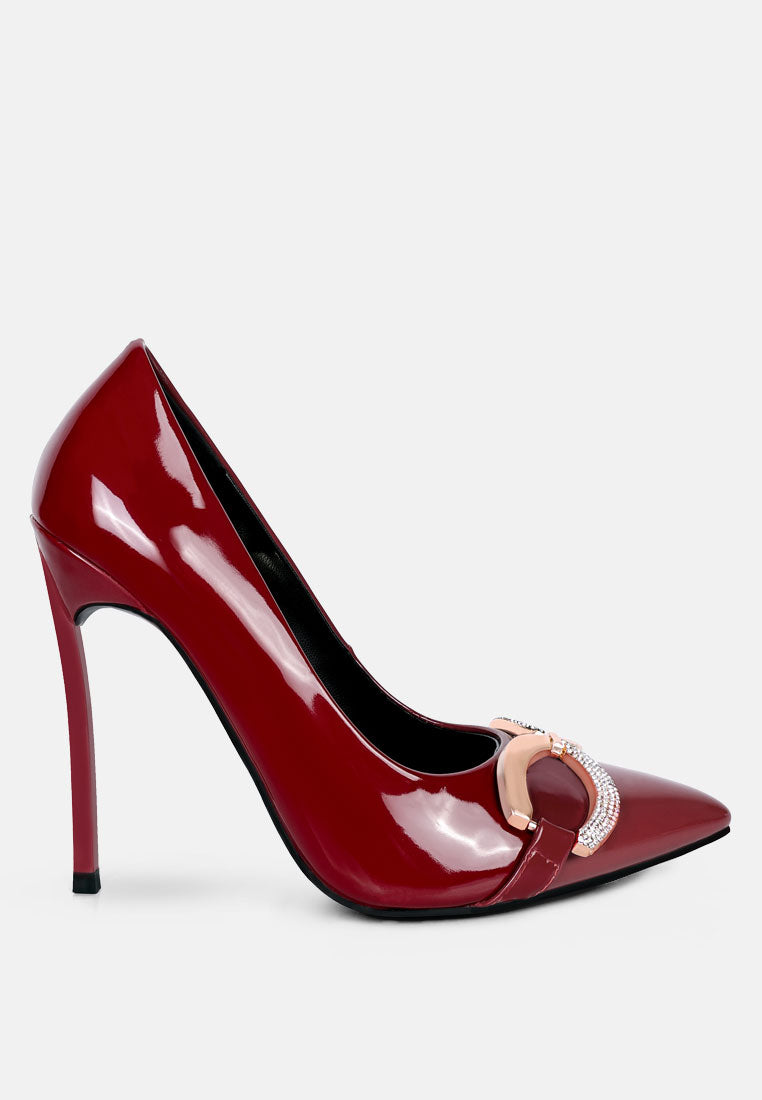 cocktail buckle embellished stiletto pump shoes by ruw#color_burgundy