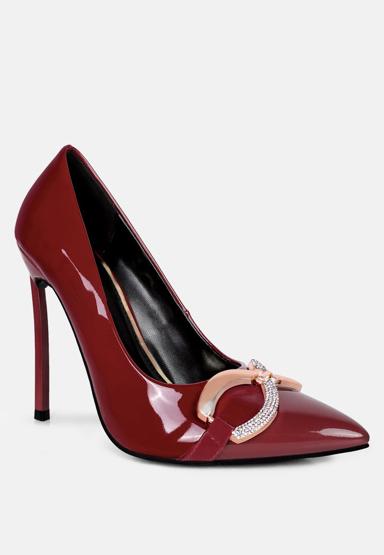 cocktail buckle embellished stiletto pump shoes by ruw#color_burgundy