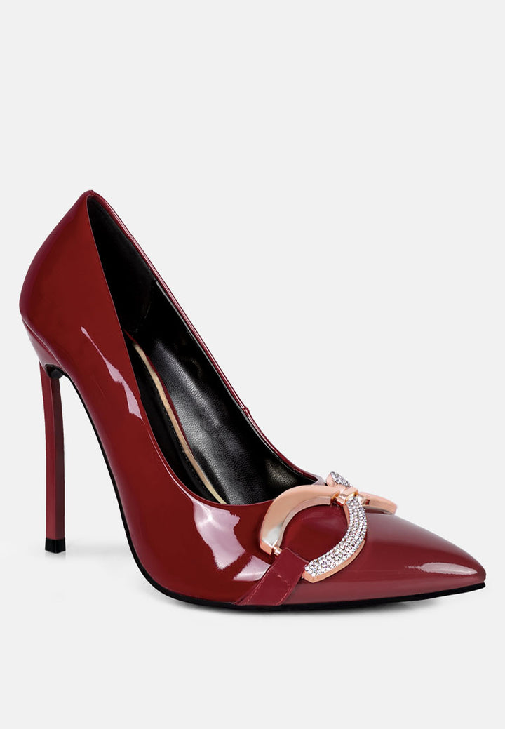 cocktail buckle embellished stiletto pump shoes by ruw#color_burgundy
