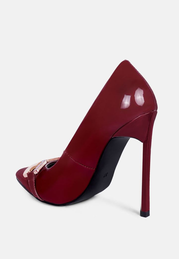 cocktail buckle embellished stiletto pump shoes by ruw#color_burgundy