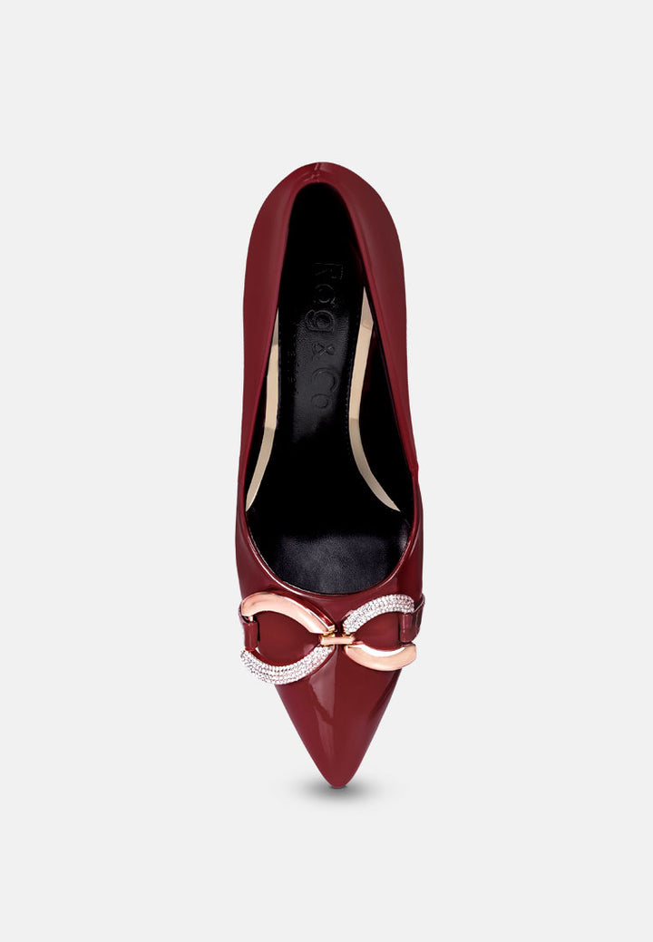 cocktail buckle embellished stiletto pump shoes by ruw#color_burgundy