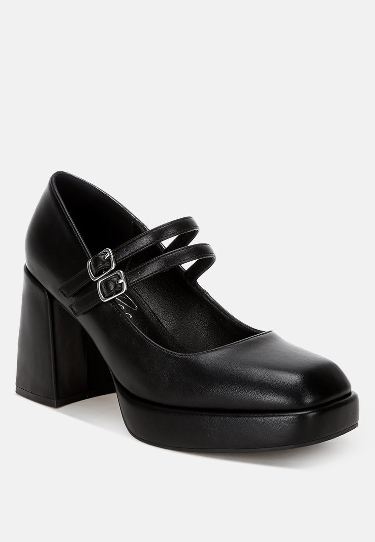 cabota dual buckle chunky heel sandals#color_black-smooth