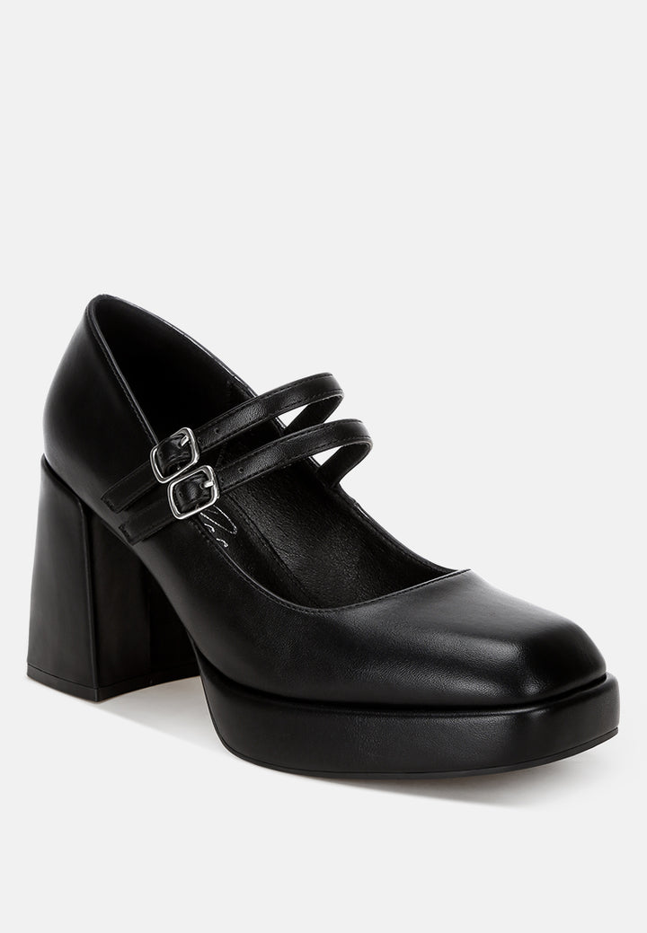 cabota dual buckle chunky heel sandals#color_black-smooth