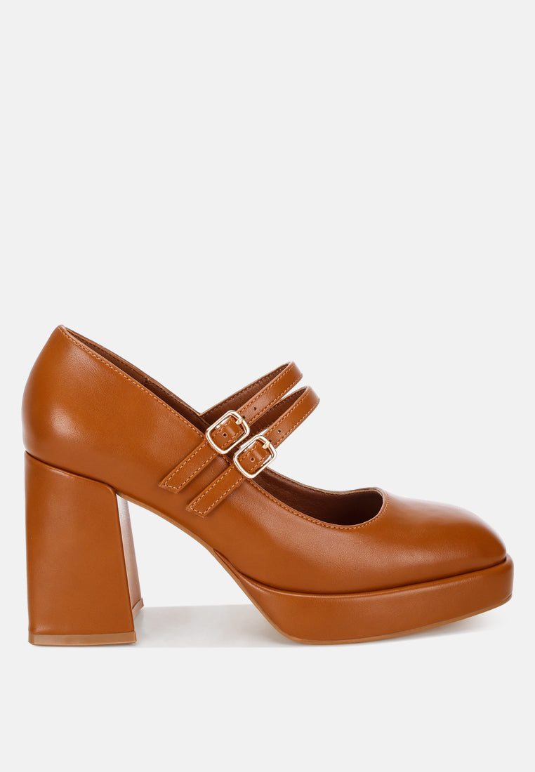 cabota dual buckle chunky heel sandals#color_tan-smooth