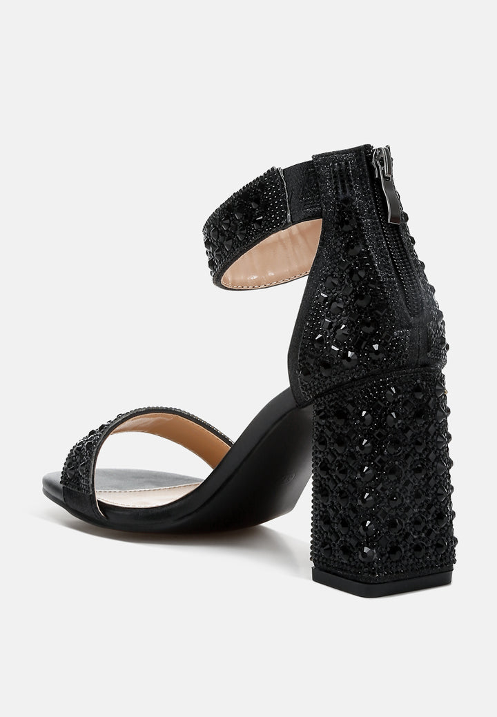 rhinestones and sequins block sandals by ruw#color_black