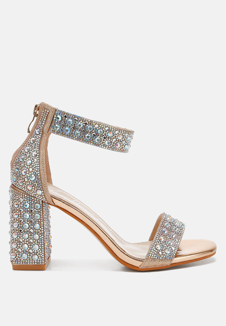 rhinestones and sequins block sandals by ruw#color_rose-gold