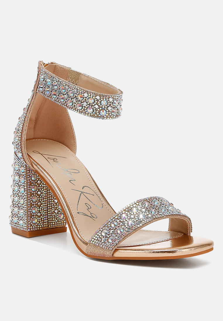 rhinestones and sequins block sandals by ruw#color_rose-gold