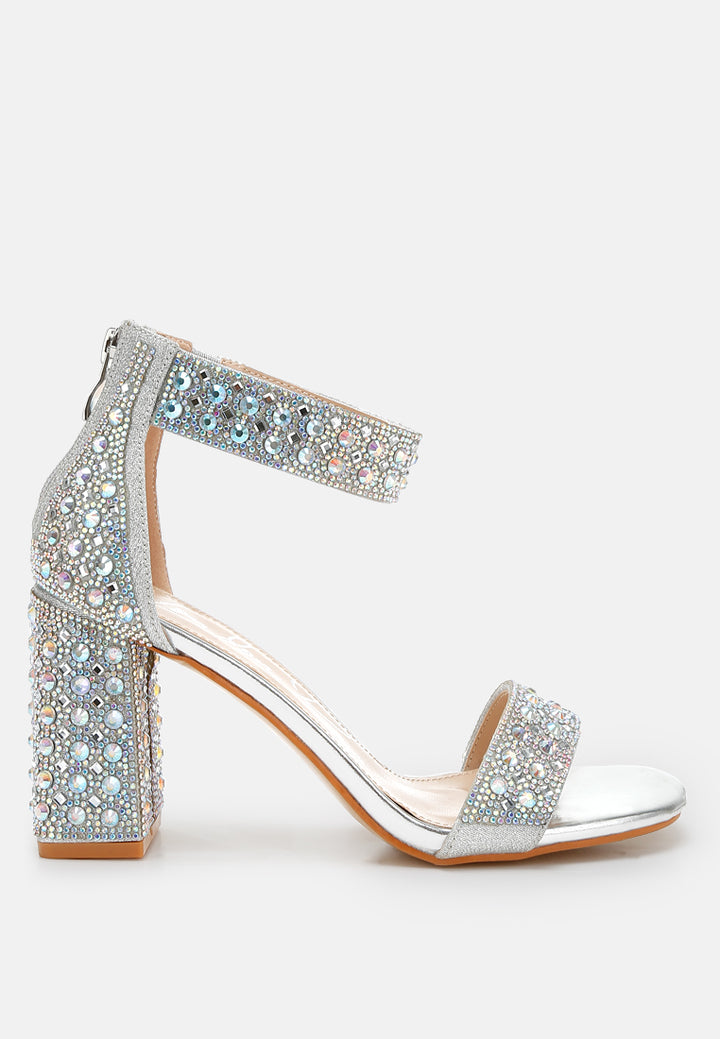 rhinestones and sequins block sandals by ruw#color_silver