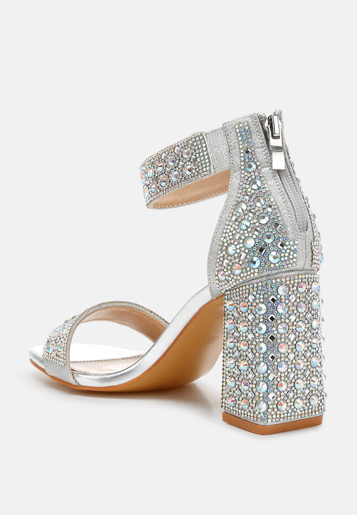 rhinestones and sequins block sandals by ruw#color_silver