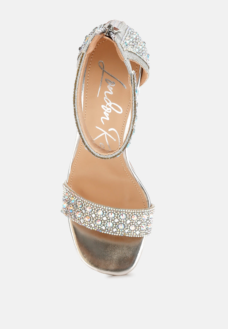 rhinestones and sequins block sandals by ruw#color_silver