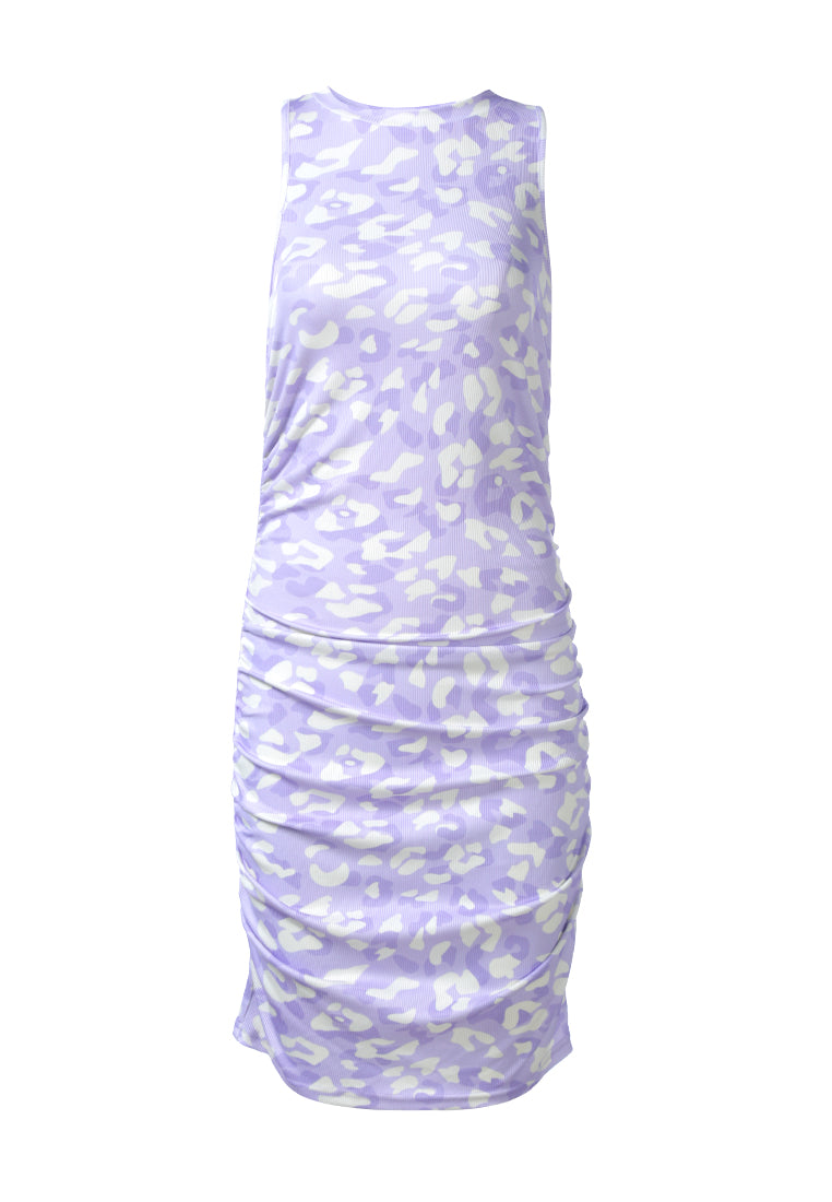 floral print ruched bodycon dress by ruw#color_purple