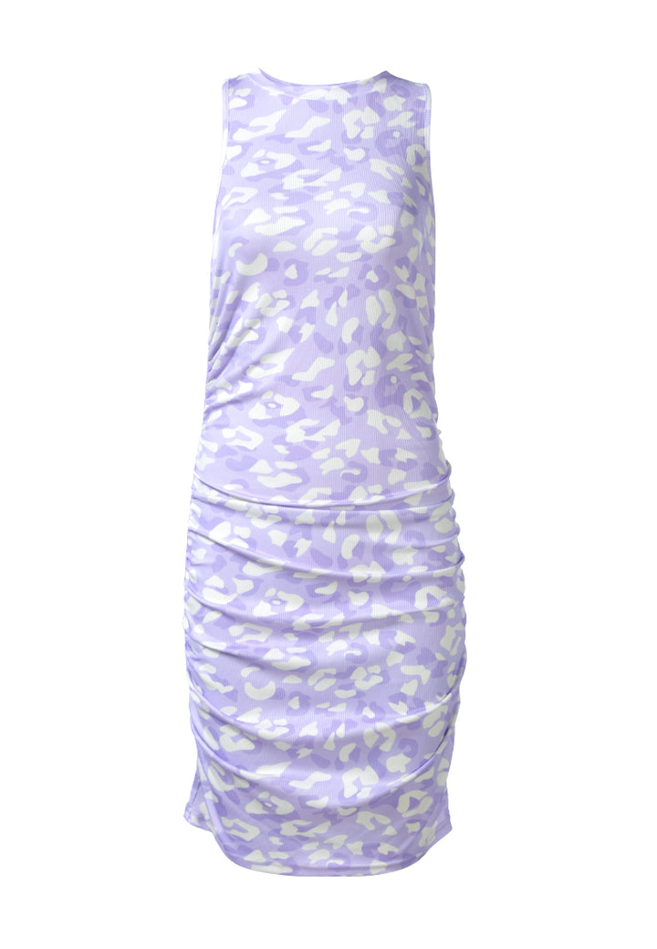 floral print ruched bodycon dress by ruw#color_purple