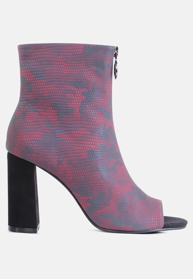 floarea knitted peep toe block heel sandals#color_red