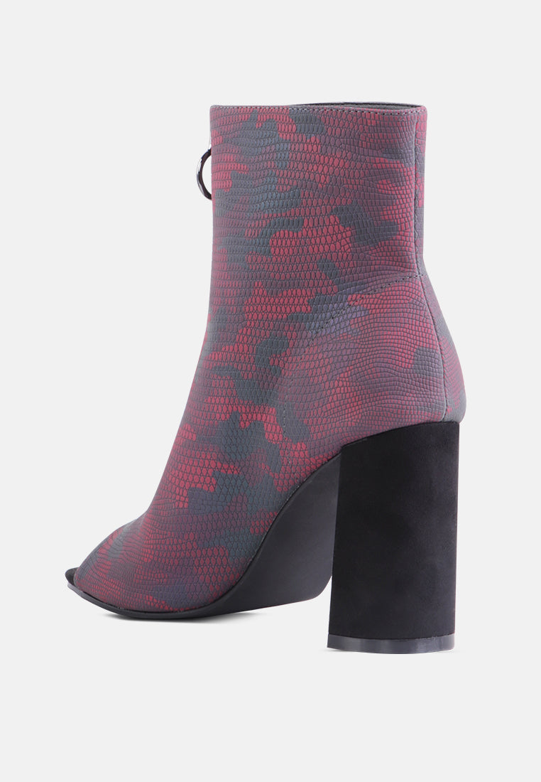 floarea knitted peep toe block heel sandals#color_red