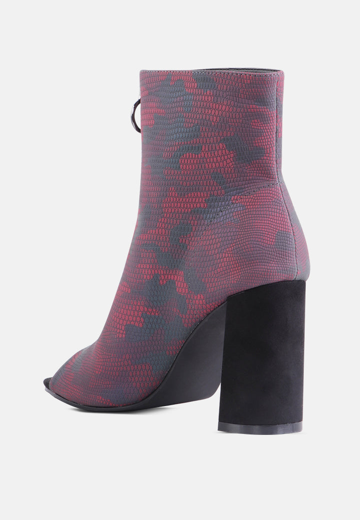 floarea knitted peep toe block heel sandals#color_red