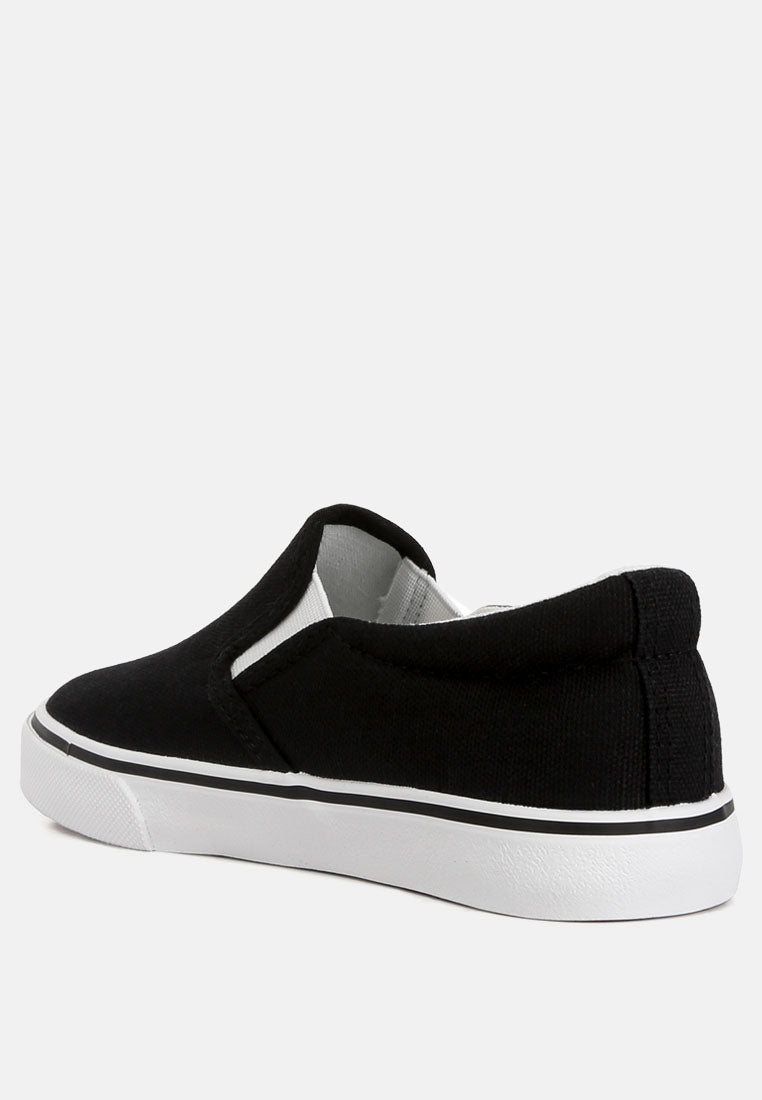 canvas slip on sneakers for kids#color_black