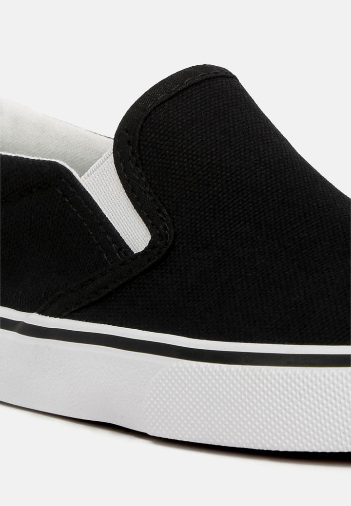 canvas slip on sneakers for kids#color_black