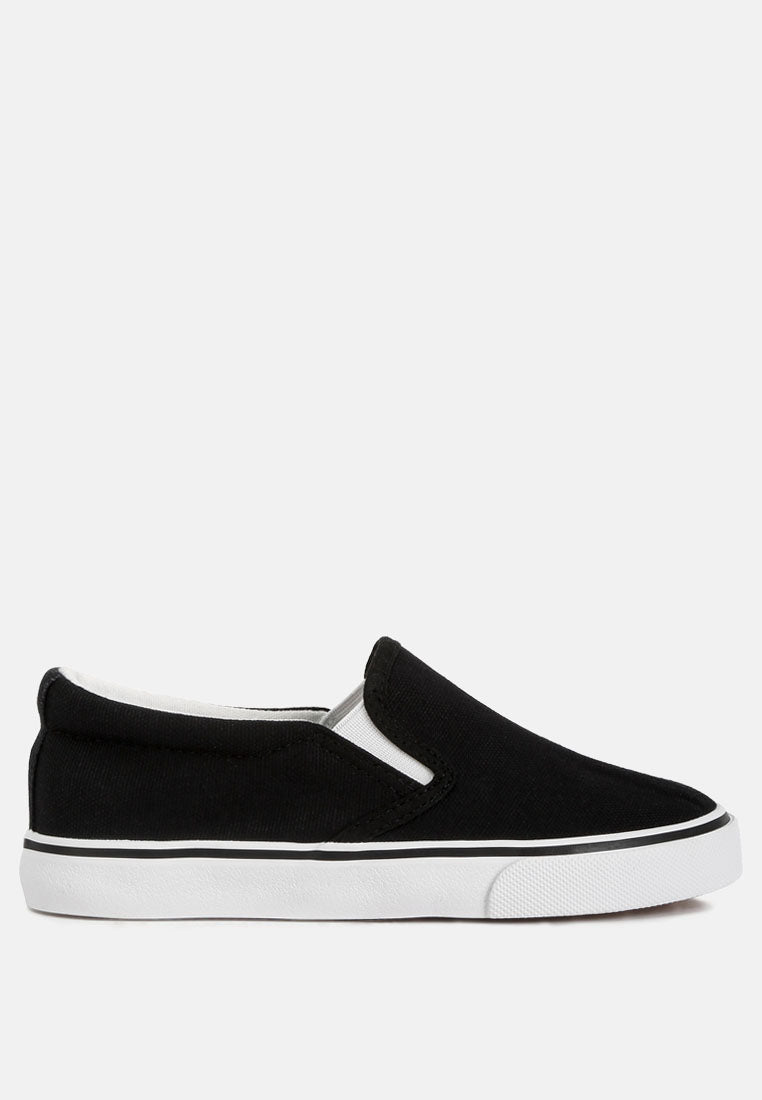 canvas slip on sneakers for kids#color_black