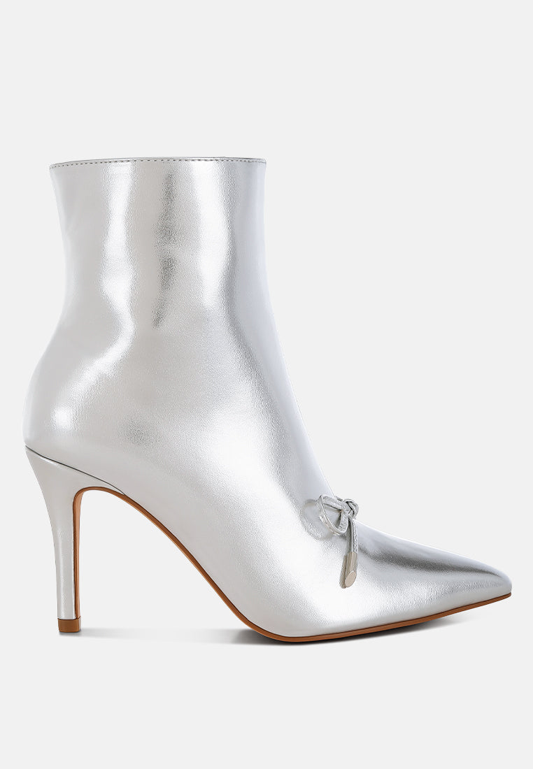 bow detail metallic high ankle boots by ruw#color_silver