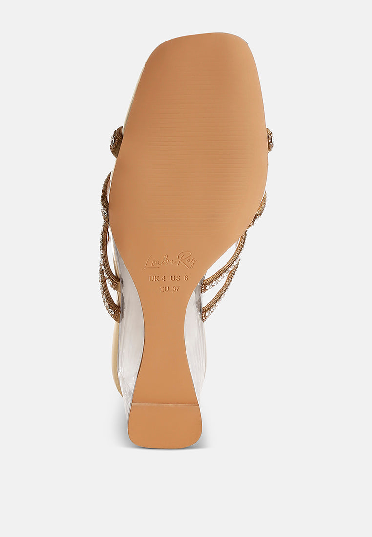 metallic rhinestone clear wedge sandals by ruw#color_gold