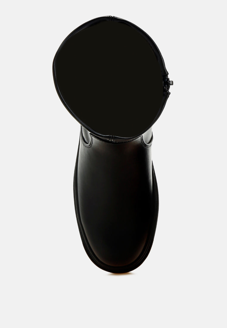 chunky faux leather calf boots by ruw#color_black