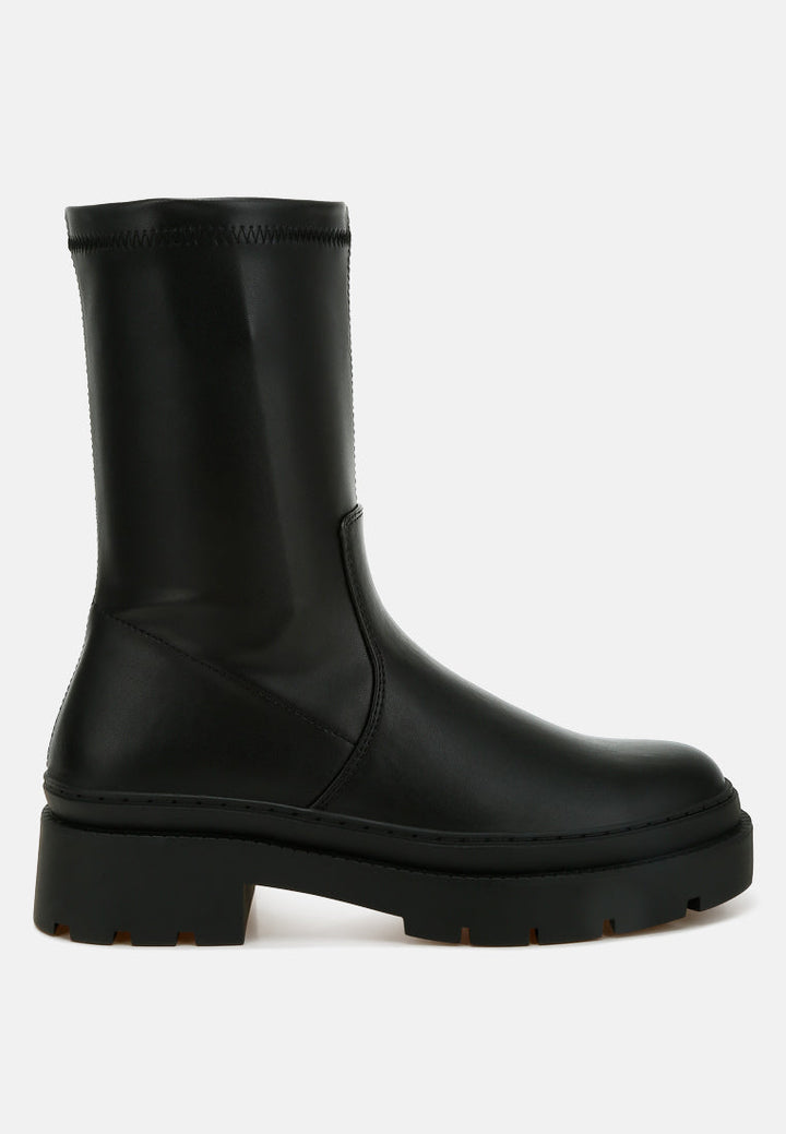 chunky faux leather calf boots by ruw#color_black