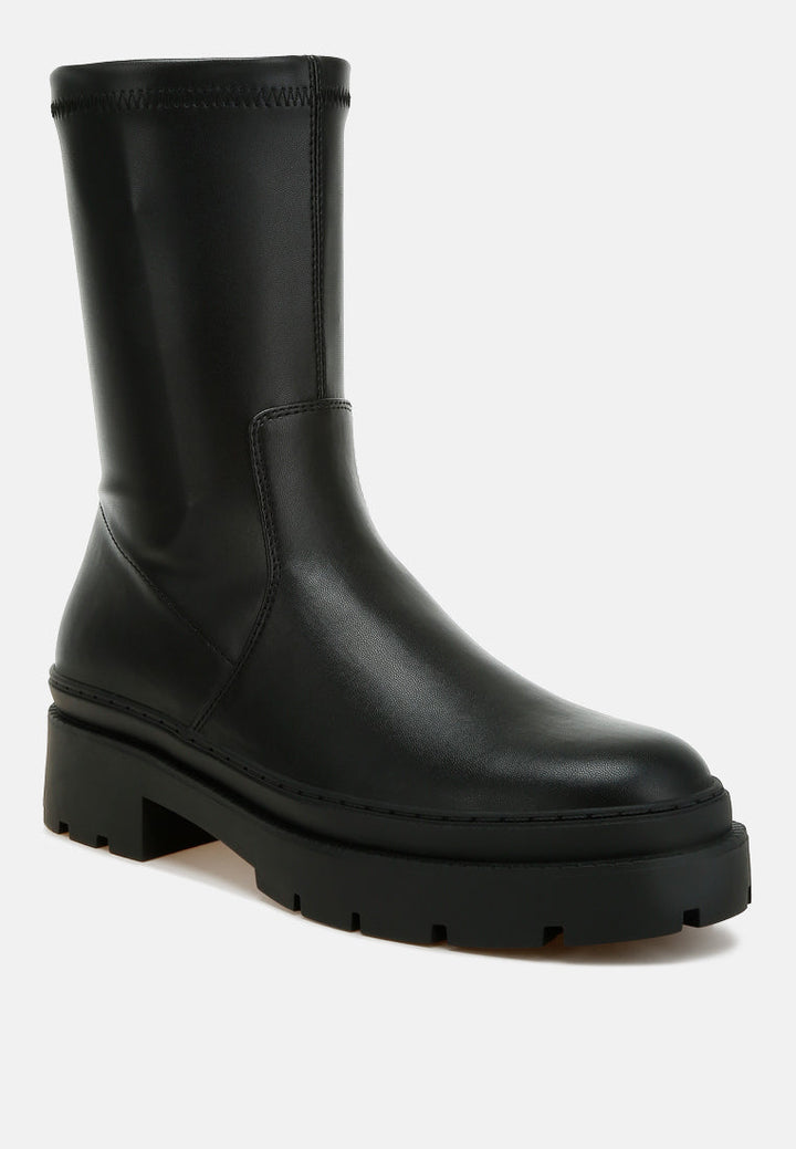 chunky faux leather calf boots by ruw#color_black