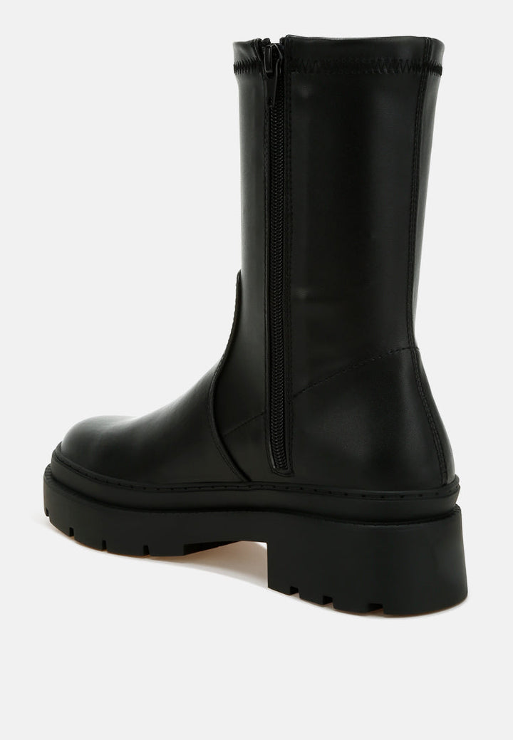 chunky faux leather calf boots by ruw#color_black