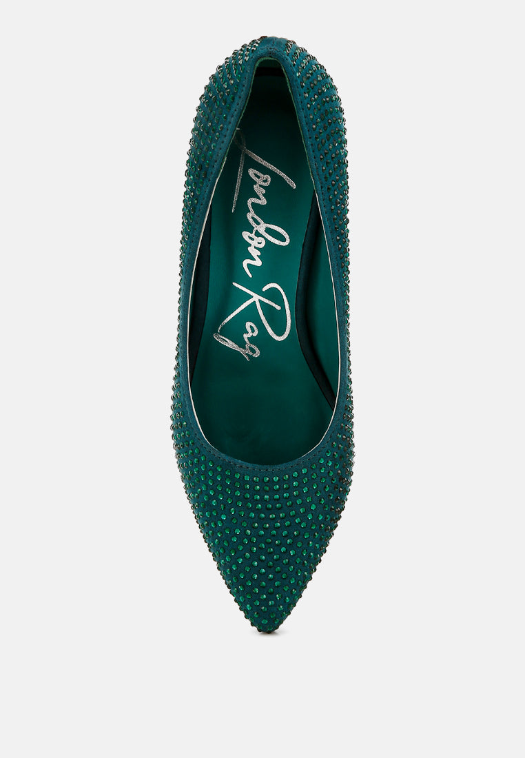 caspia rhinestones embellished pumps#color_green