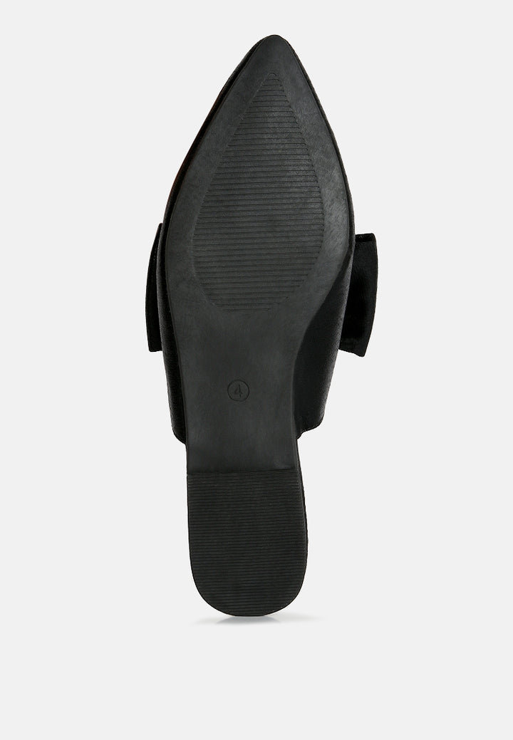 Casual Flats Mules With Bow Accents#color_black