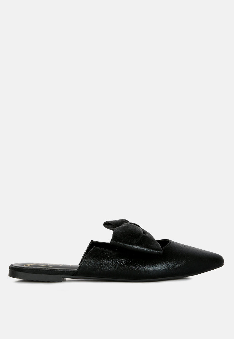 Casual Flats Mules With Bow Accents#color_black
