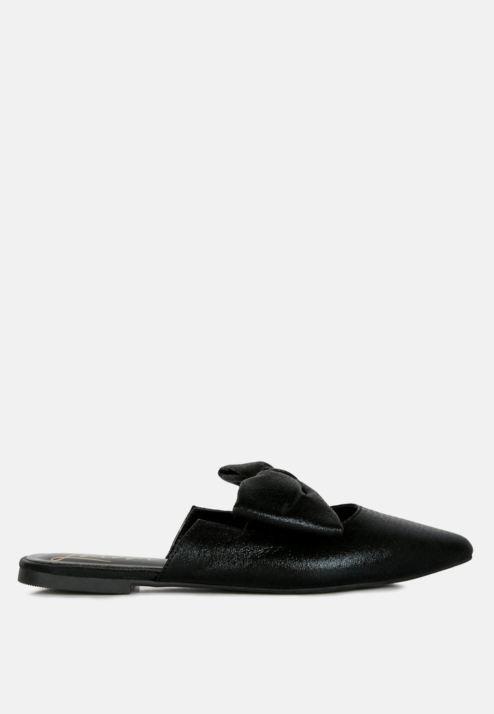 Casual Flats Mules With Bow Accents#color_black
