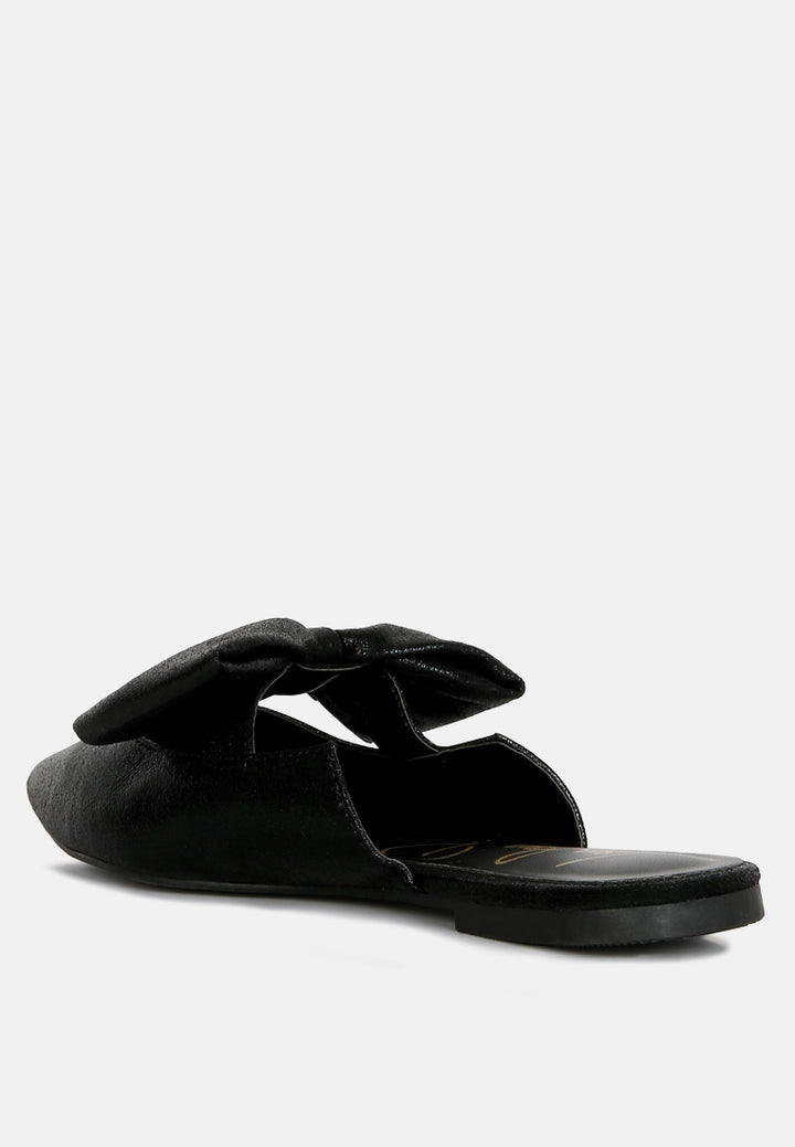 Casual Flats Mules With Bow Accents#color_black