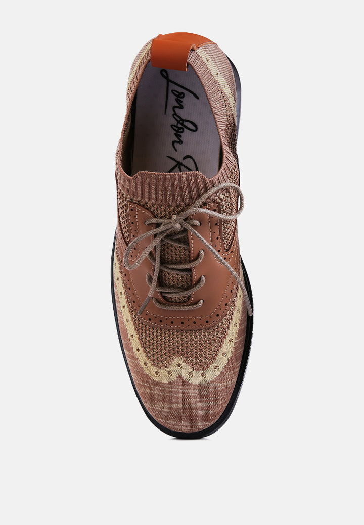 men's knitted brogue sneakers by ruw
#color_brown