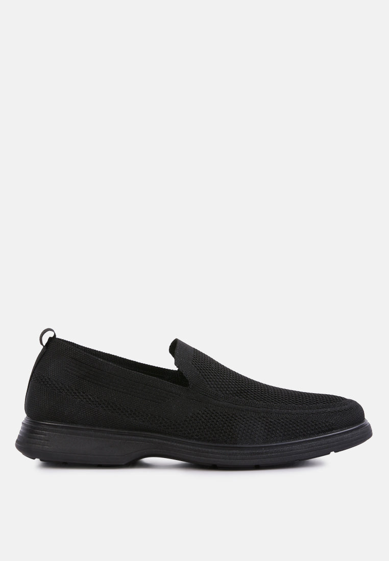 Men's Casual Knitted Loafers by RUW#color_black