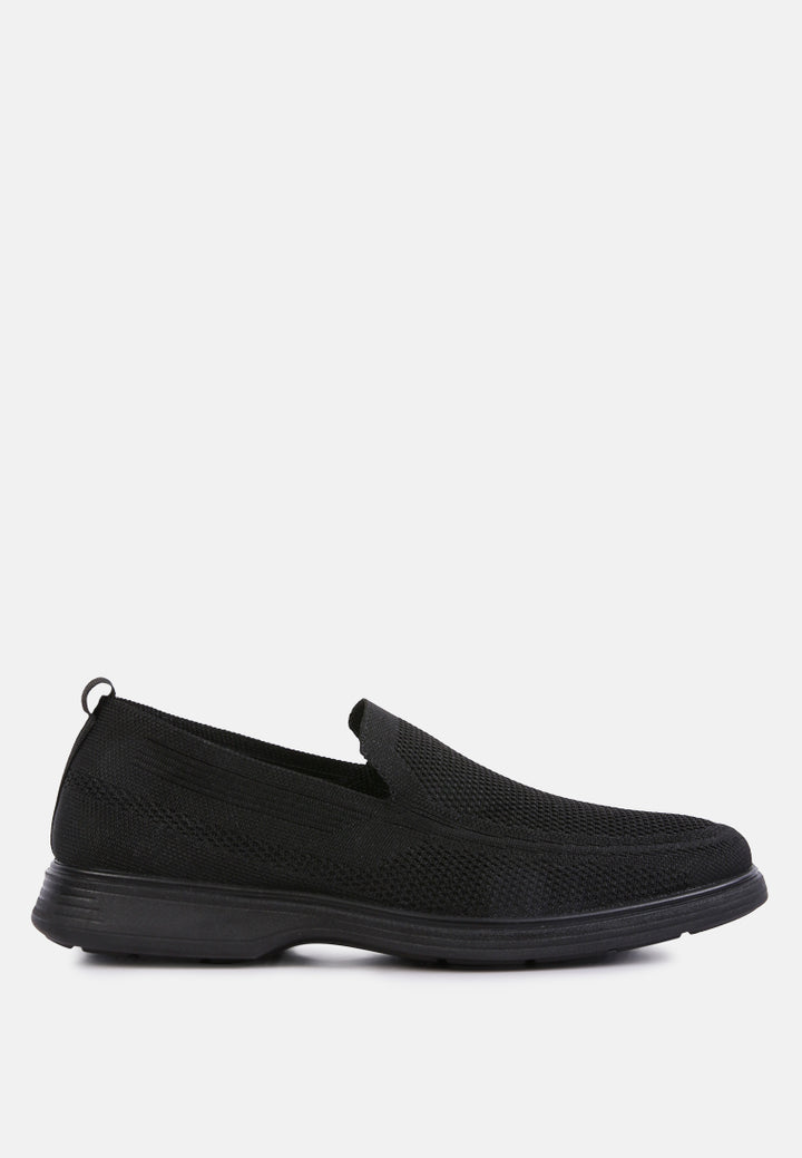 Men's Casual Knitted Loafers by RUW#color_black