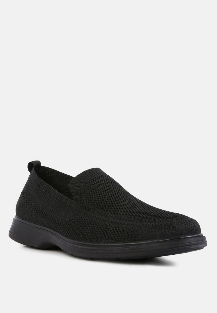 Men's Casual Knitted Loafers by RUW#color_black