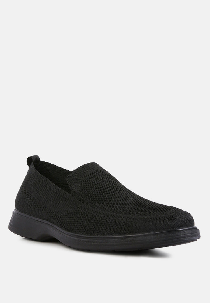 Men's Casual Knitted Loafers by RUW#color_black