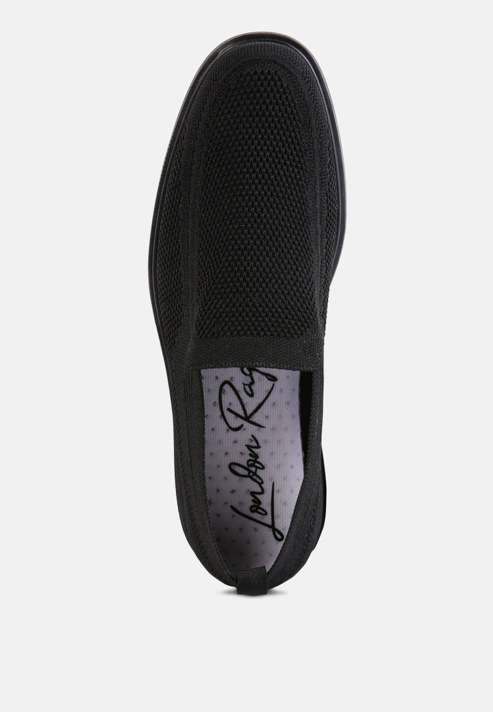 Men's Casual Knitted Loafers by RUW#color_black