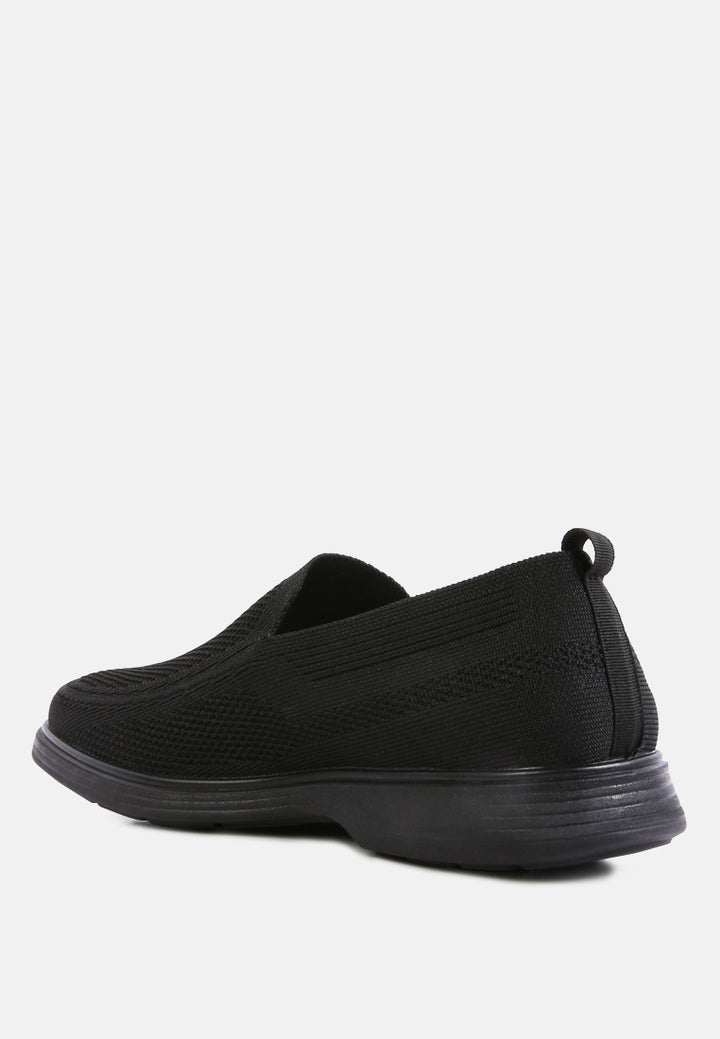 Men's Casual Knitted Loafers by RUW#color_black