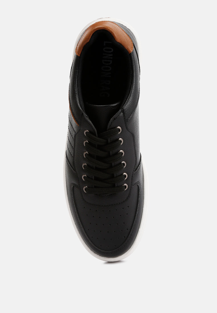 men's perforated sneakers#color_black